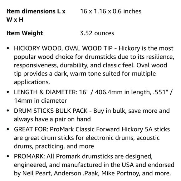 NWT Promark Drumsticks TX5AW - Picture 4 of 4